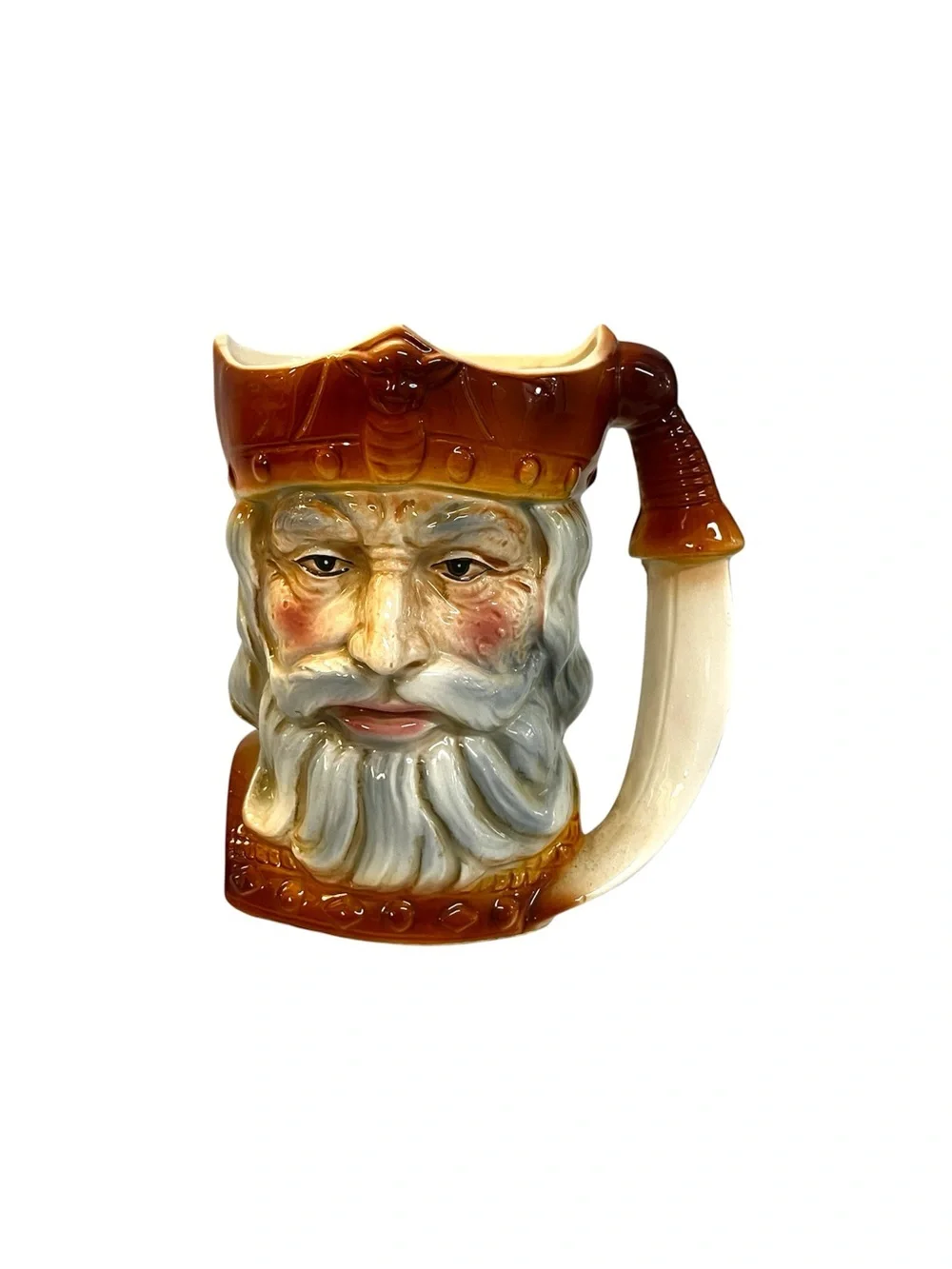 Vintage King Arthur Character Mug Toby Jug Excalibur Sword Handle Made In Japan